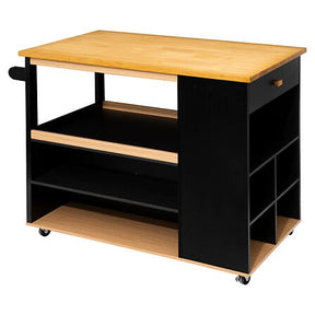 Кухненски остров 5five, MDF и каучуково дърво, 108 cm, Черен