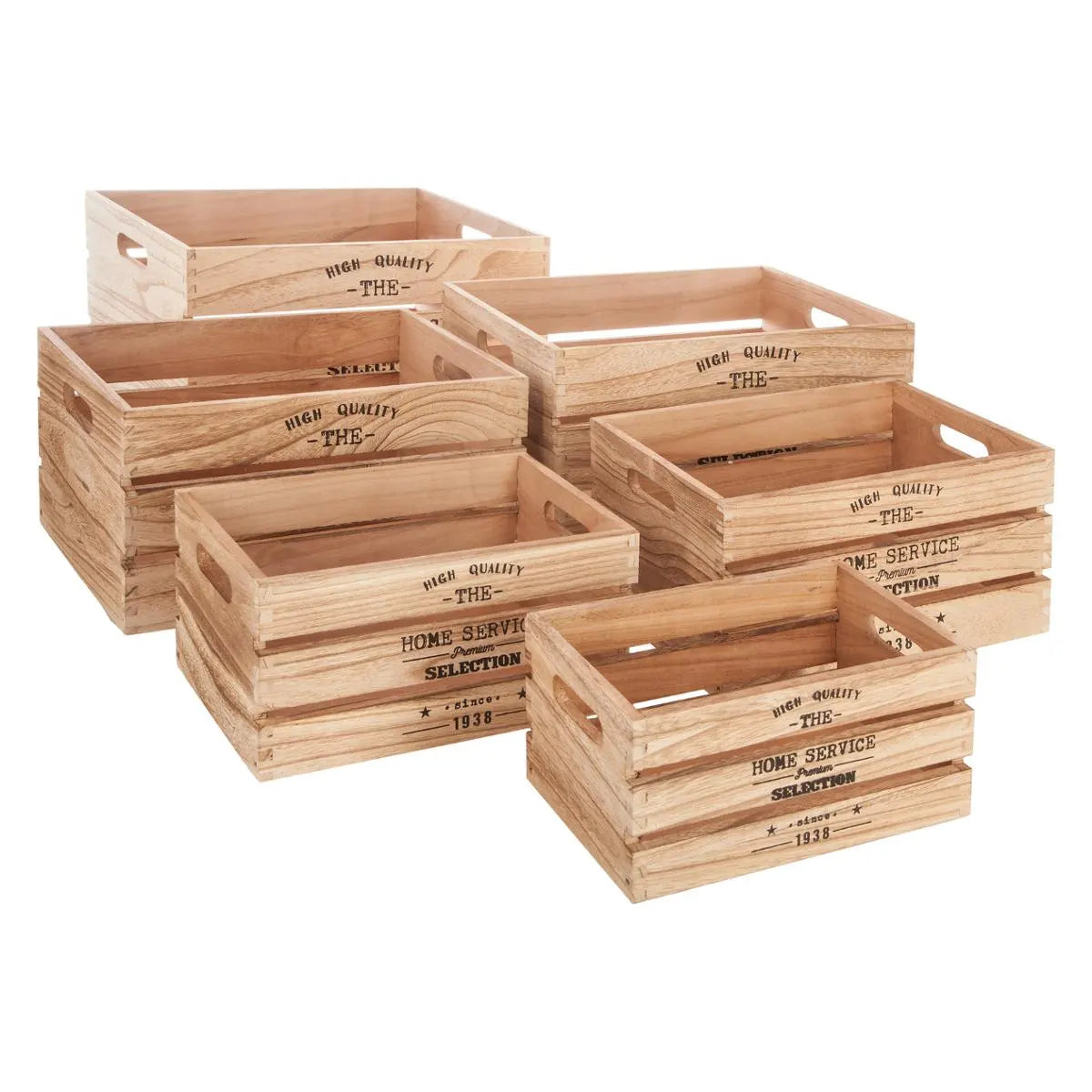 Set de cutii de depozitare Atmosphera Ylias, 6 buc, Lemn