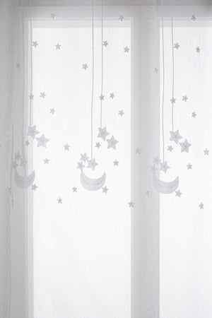 Perdea transparentă pentru copii Atmosphera cu stele brodate 140x240 cm, Alb