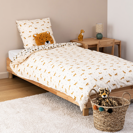 Lenjerie de pat reversibilă pentru copii Atmosphera Leopard, 140x200 cm, bumbac