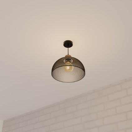 Lampă suspendată Atmosphera Sam, 30 cm, Metal, Lemn