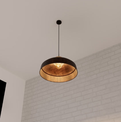 Lampă suspendată Atmosphera Prao, 57 cm, Metal gri, Lemn