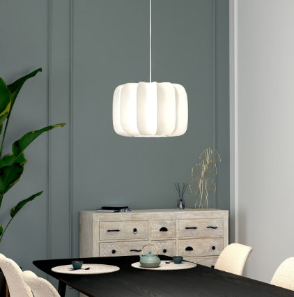 Lampă suspendată Atmosphera Tobie, 37 cm, bumbac alb