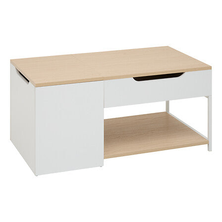 Кафе маса с повдигащ плот 5five Luma, Стомана, 90 cm, Бяла
