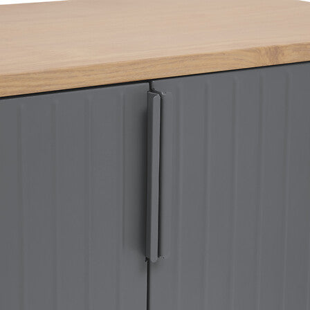 Outdoor sideboard 3 doors Ironia galvanized steel graphite linen