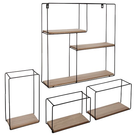 Рафт за стена atmosphera Ally, Метал и MDF, 4 броя