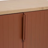 Outdoor sideboard 3 doors Ironia galvanized steel mahogany honey