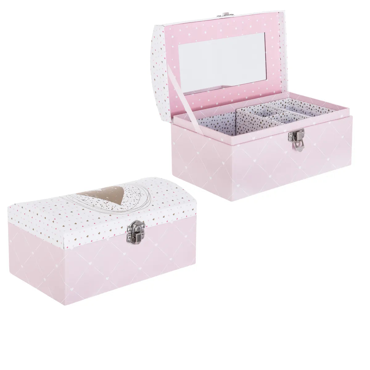 Cutie de bijuterii Demoiselle cu hârtie oglindă, lungime 20 cm