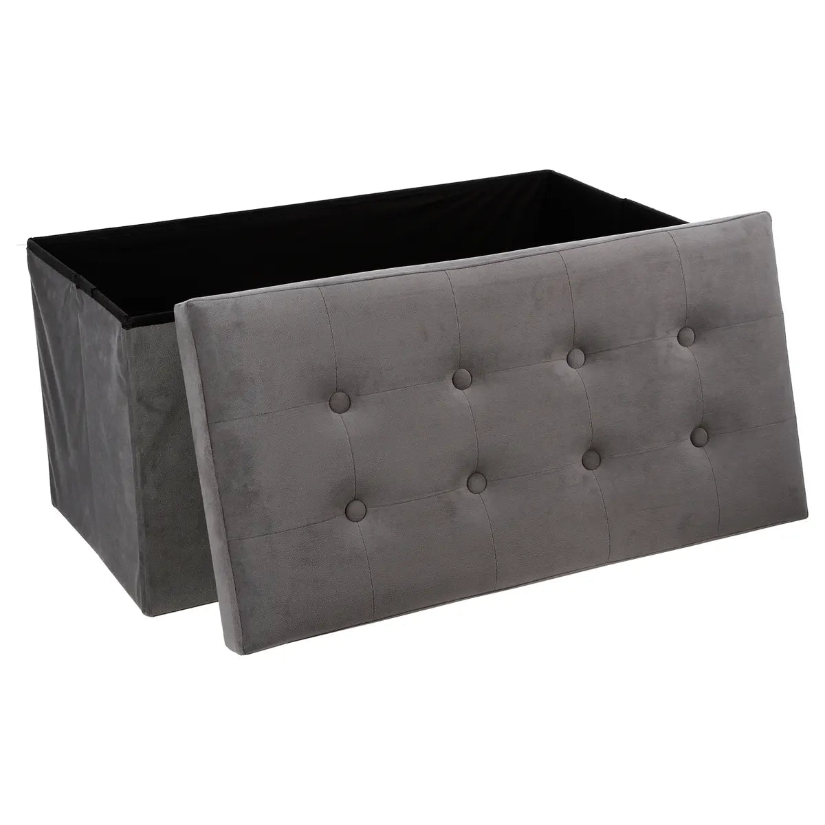 Bancă de depozitare Atmosphera Lysandre, catifea, MDF, gri
