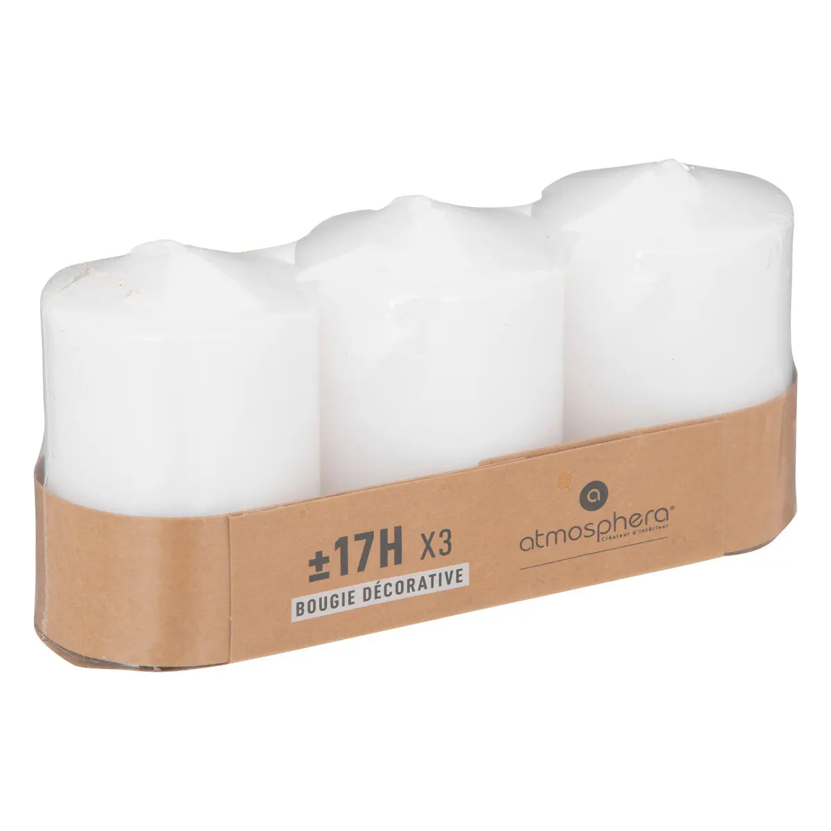 Set de lumânări neparfumate Atmosphera Many, 3 bucăți, votive, 5x7,5 cm, alb
