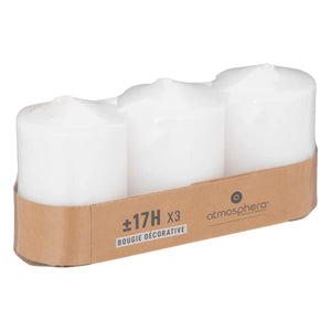 Set de lumânări neparfumate Atmosphera Many, 3 bucăți, votive, 5x7,5 cm, alb