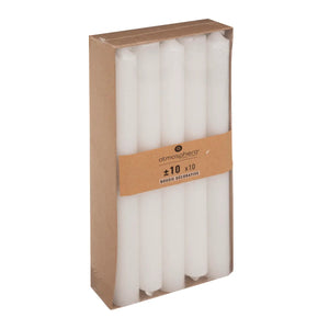 Set lumânări neparfumate Atmosphera Many, 10 lumânări pentru cină, 25 cm, Alb