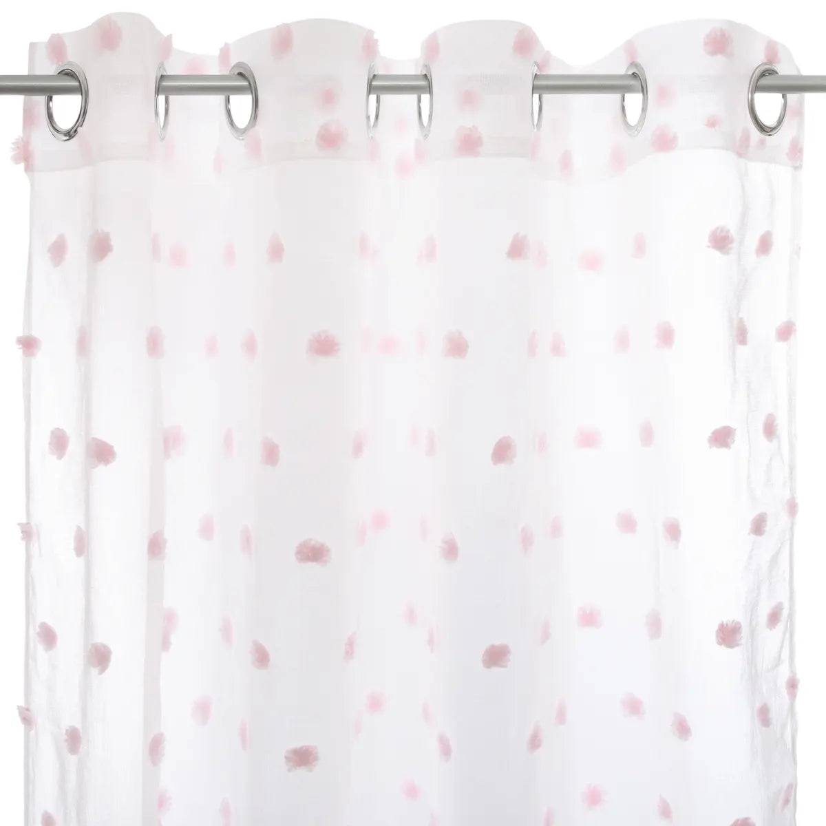 Perdea transparentă pentru copii Atmosphera cu pompoane 140x240cm, roz
