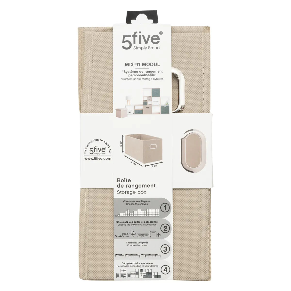 Cutie de depozitare 5five Mix &amp; Modul, Melange, 15x31 cm