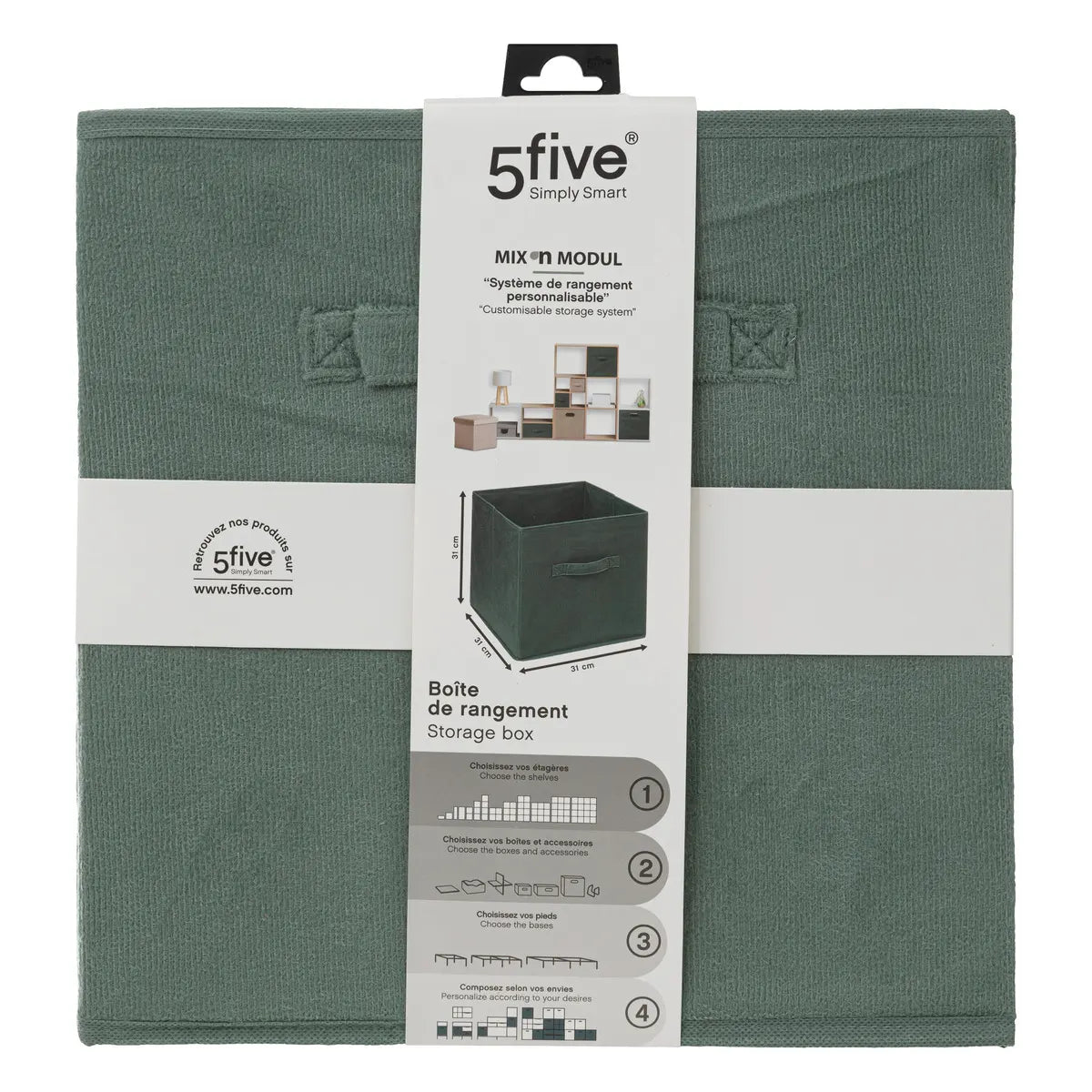 Cutie de depozitare 5five Mix &amp; Modul, Catifea, 31x31 cm