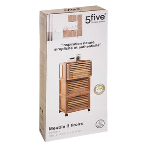 Dulap de baie 5five Sicla, 3 sertare, Pe roți