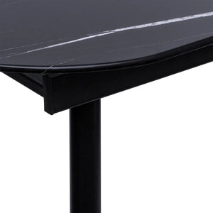 Masă extensibilă Mapu, 160-200x90 cm, sticlă securizată cu efect de marmură