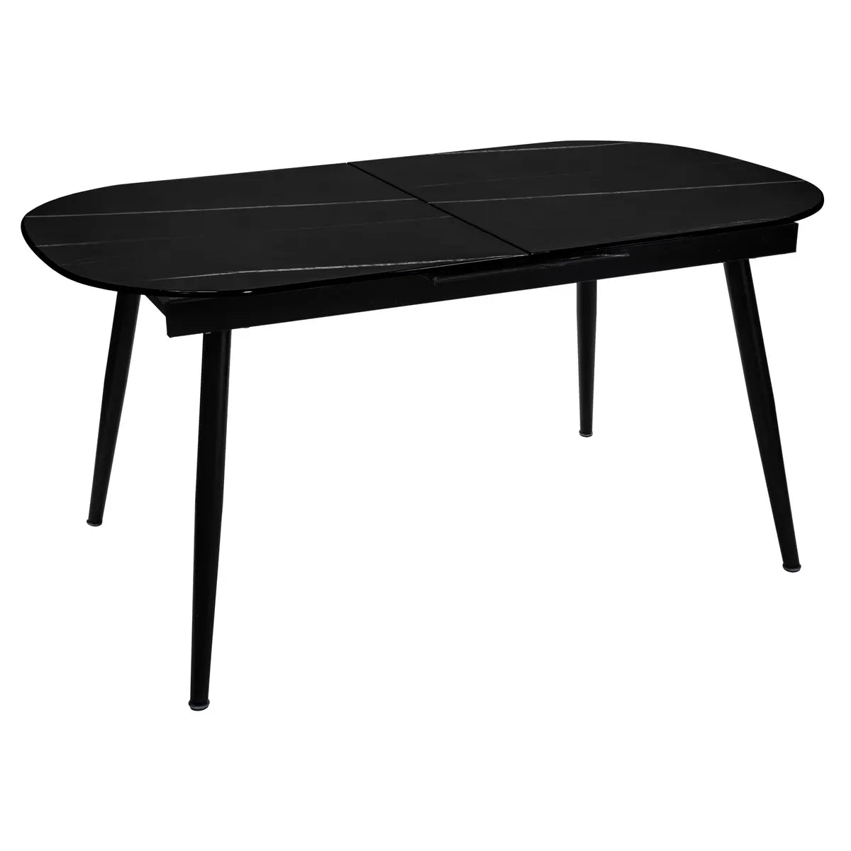Masă extensibilă Mapu, 160-200x90 cm, sticlă securizată cu efect de marmură
