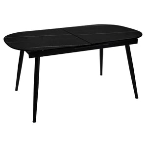 Masă extensibilă Mapu, 160-200x90 cm, sticlă securizată cu efect de marmură