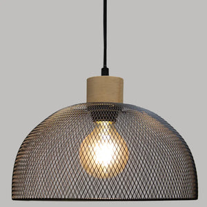 Lampă suspendată Atmosphera Sam, 30 cm, Metal, Lemn