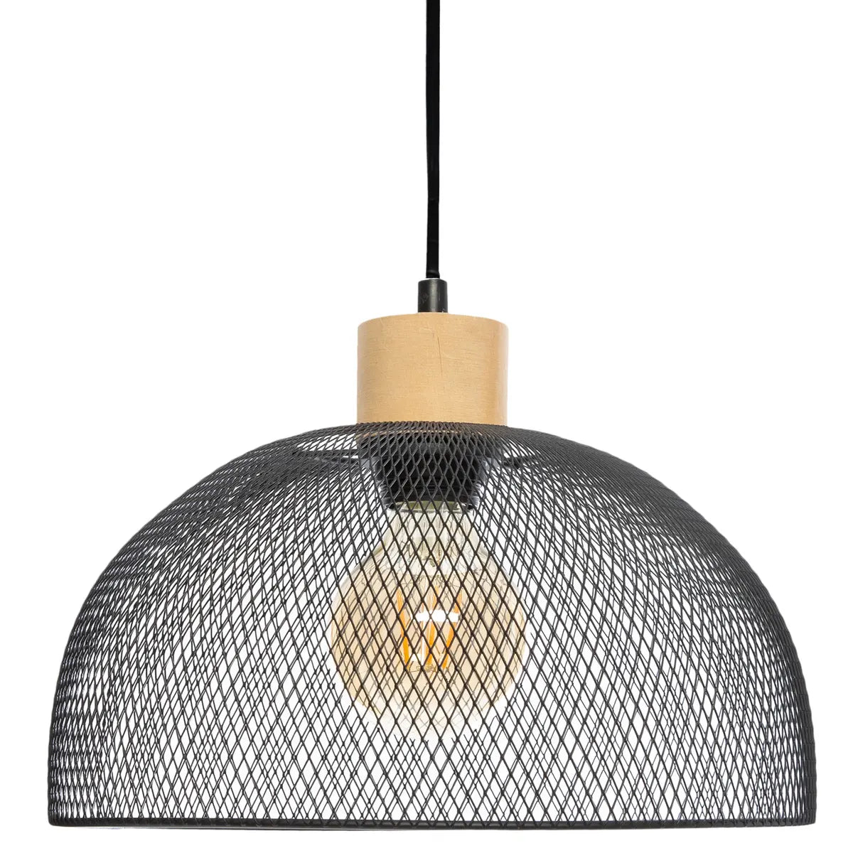 Lampă suspendată Atmosphera Sam, 30 cm, Metal, Lemn