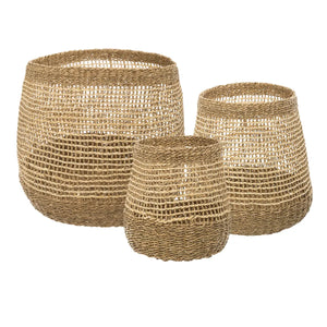 Set de coșuri pliabile Atmosphera Giulia, 3 buc, lemn de palmier