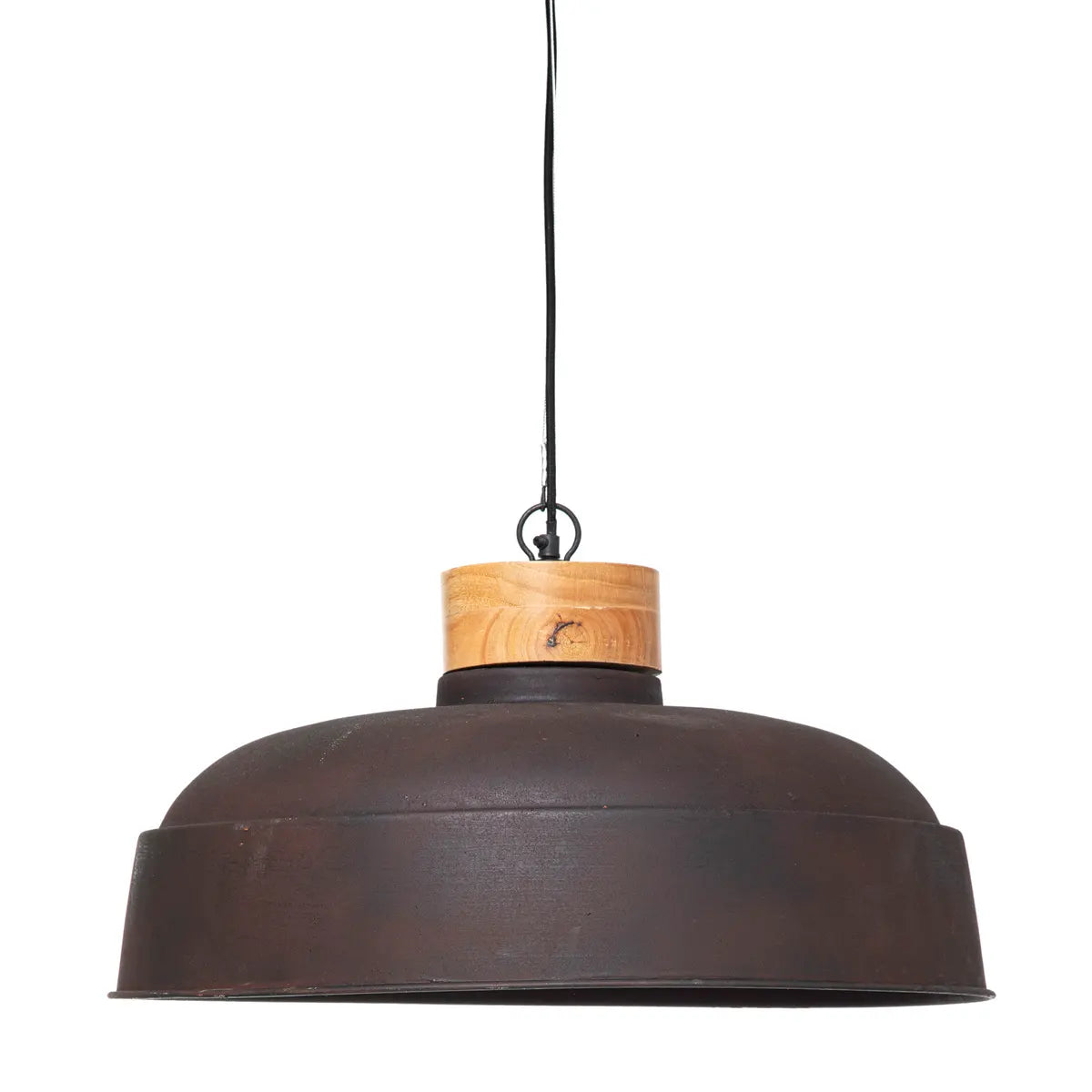 Lampă suspendată Atmosphera Prao, 57 cm, Metal gri, Lemn