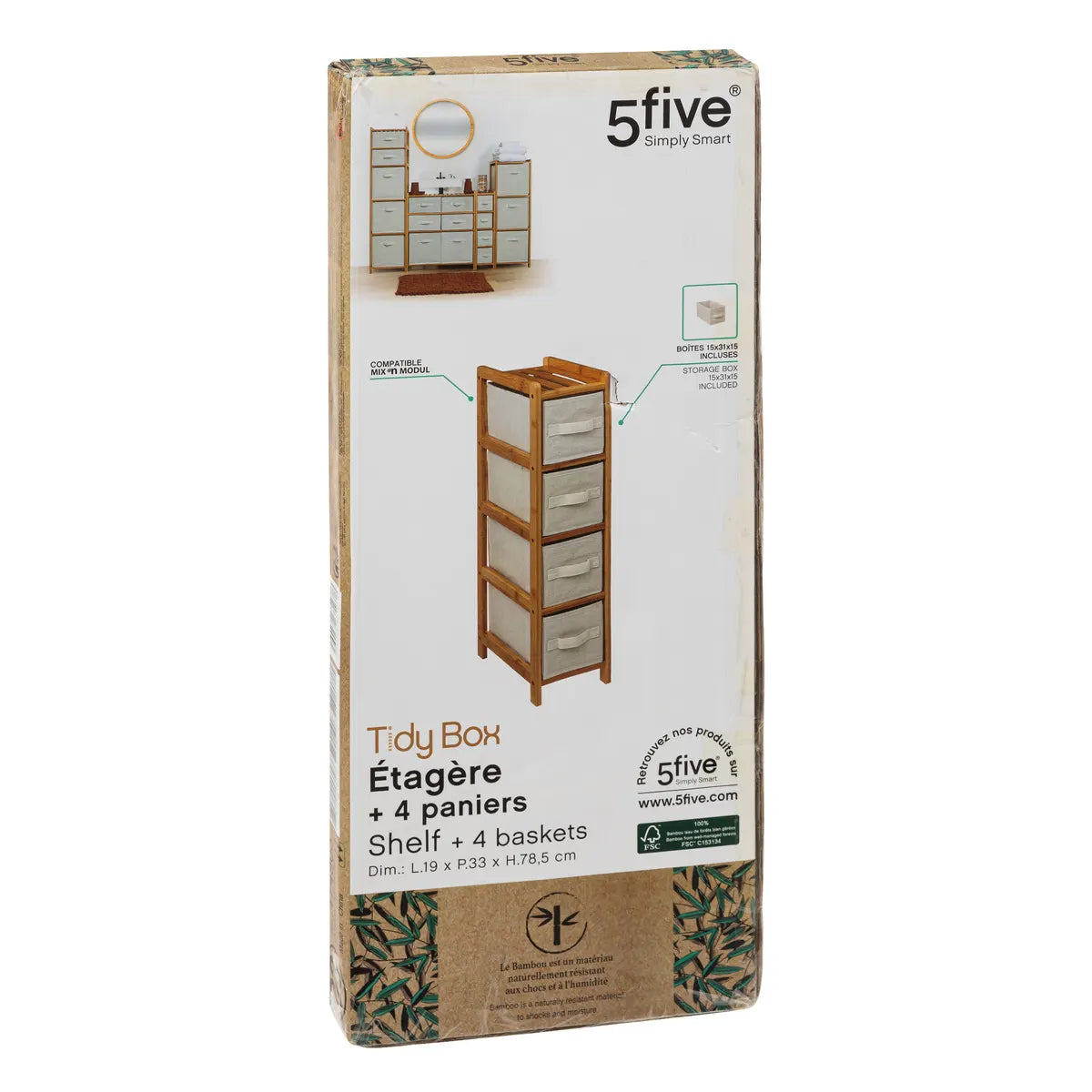 Raft 5five Tidy Box, îngust, 5 niveluri