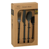 Σετ μαχαιροπίρουνα Secret de Gourmet Modern Wood, ανοξείδωτο ατσάλι, 24 τεμάχια