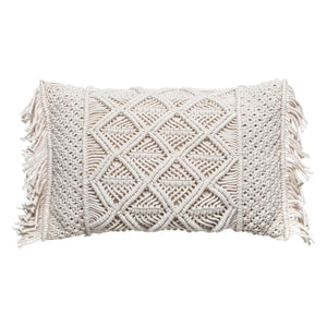 Pernă decorativă Atmosphera Macrame, 30x50 cm, Ivory