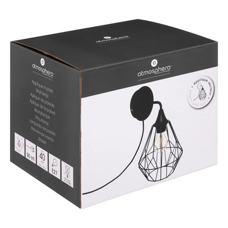 Lampă de perete Atmosphere Flave, 19 cm, Metal, Negru