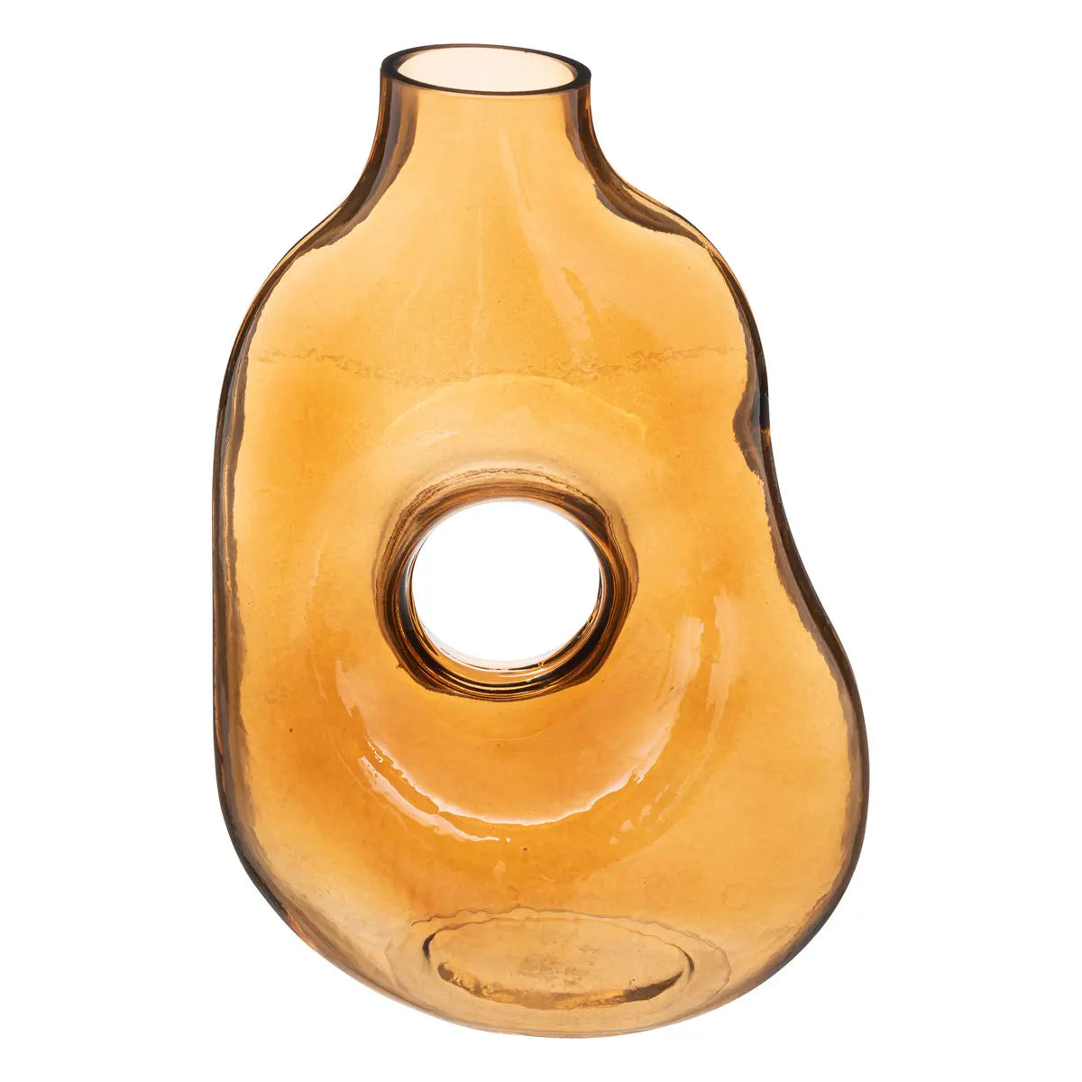 Vază Atmosphera Donut, Sticlă, Chihlimbar, 25 cm