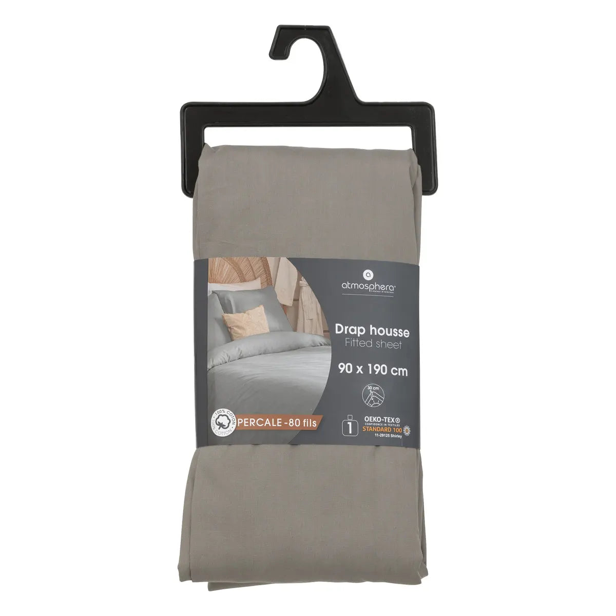 Cearșaf cu elastic Atmosphera, percale, 90x190 cm