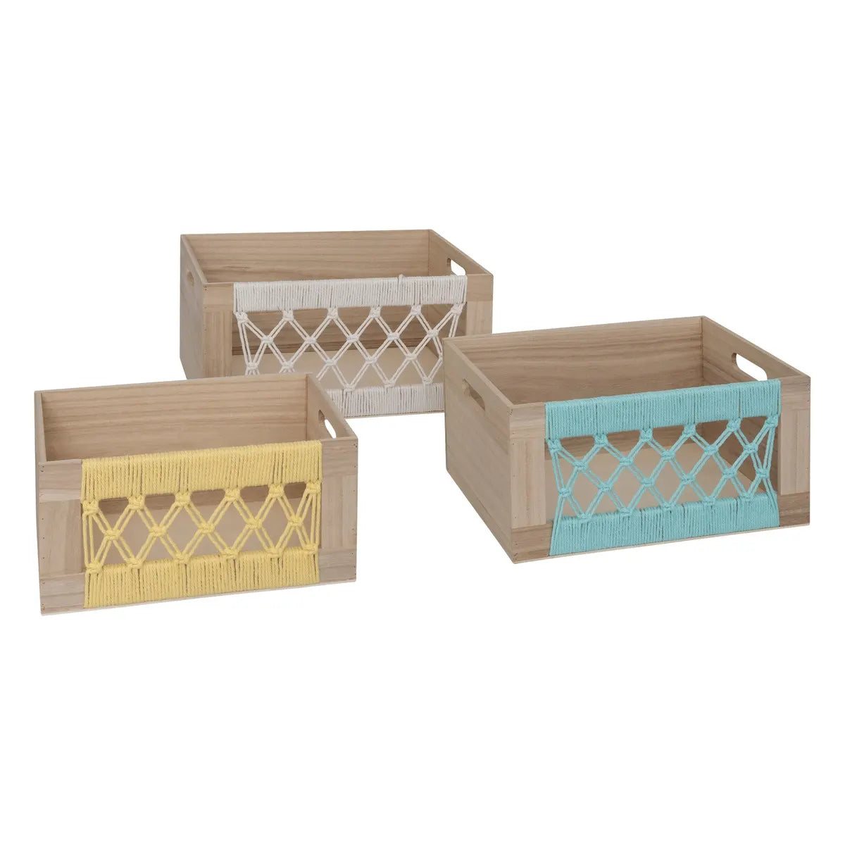 Комплект от 3 австралийски щайги с макраме, MDF