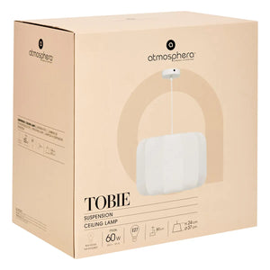 Lampă suspendată Atmosphera Tobie, 37 cm, bumbac alb