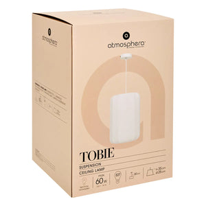 Lampă suspendată Atmosphera Tobie, 25 cm, bumbac alb