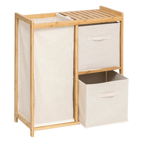 Raft 5five Tidy Box, cu 1 coș de rufe și 2 coșuri de depozitare, bambus