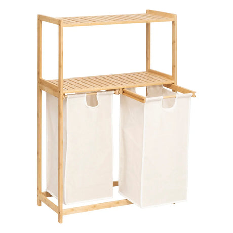 Raft 5five Tidy Box, cu 2 coșuri de rufe, bambus