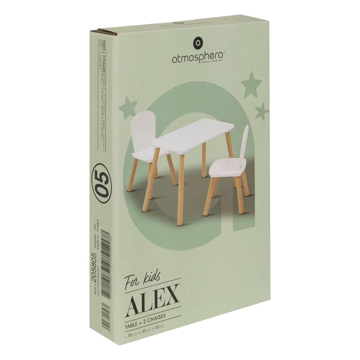 Set masă și scaune pentru copii Atmosphera Alex, MDF, pin