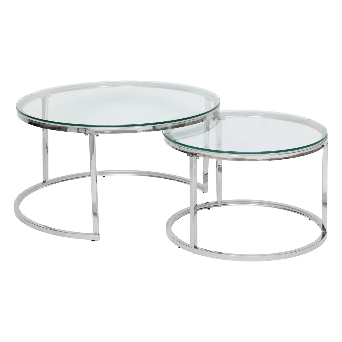 Masă de cafea Atmosphera Kneo, sticlă, metal, 2 buc.