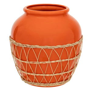 Vază Atmosphere Yucatan, ceramică, ratan, 33 cm