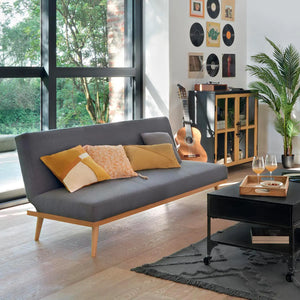 Canapea extensibilă cu trei locuri Atmosphera Dohan, Gri închis, 180x80x80 cm