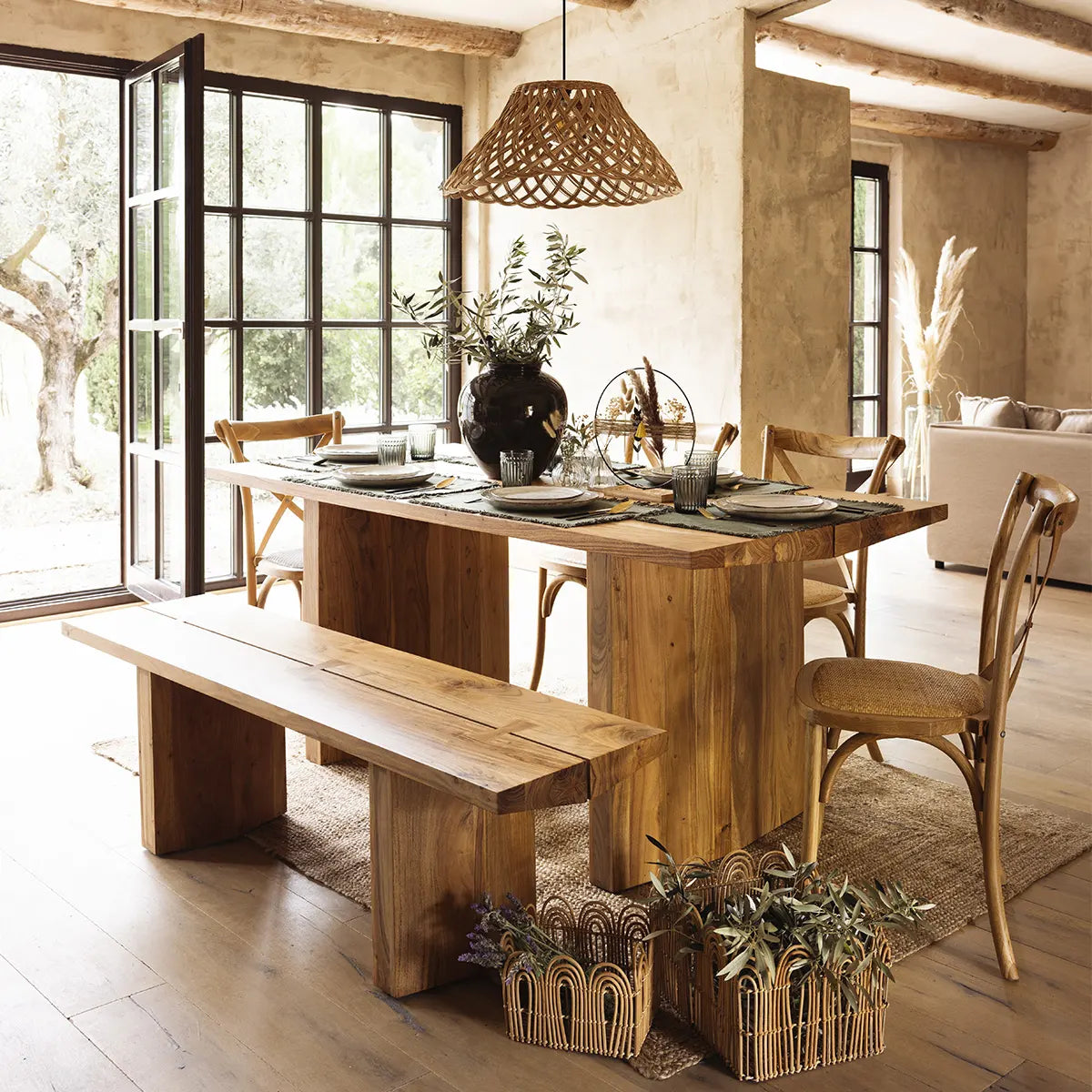 Masă de dining Oscar, 180x90 cm, salcâm