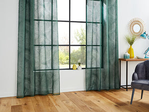 Dévo leaf sheer curtains 140 x 240 cm cedar green