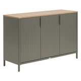 Outdoor sideboard 3 doors Ironia galvanized steel laurel linen