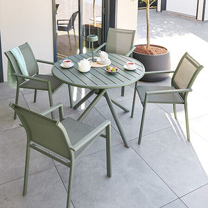 Nebullia round table 4 seats aluminum laurel