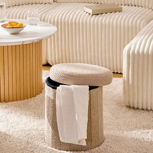 Pouf cu atmosfera de depozitare Jaiko, Boucle, Bej, 32 cm