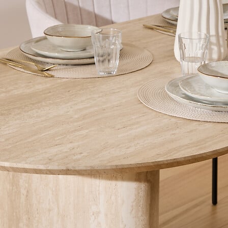 Masă de dining Atmosphera Anaya, MDF cu efect de travertin, 180x90 cm