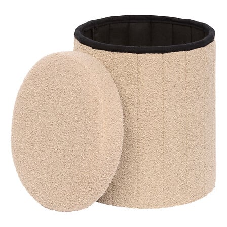 Pouf cu atmosfera de depozitare Jaiko, Boucle, Bej, 32 cm