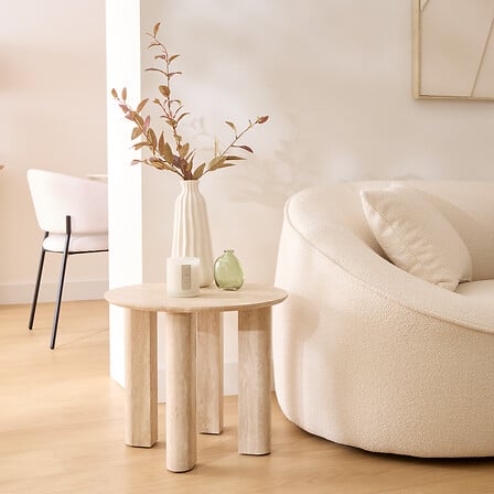 Masă de cafea Atmosphera Anaya, MDF, Travertin, Ø50.5 cm